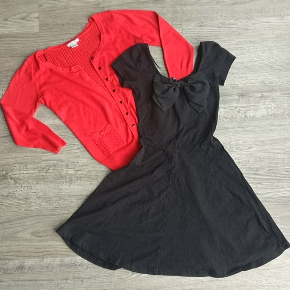 H&M XS Cardigan and Swing Dress Date Night Combo
